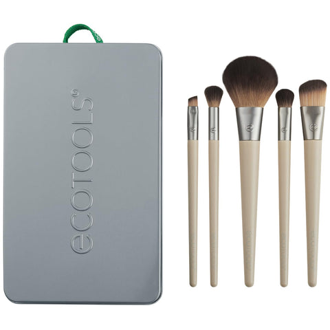 Ecotools Start the Day Beautifully 6 Piece Makeup Brush Set, Makeup Brushes for Eyeshadow, Blush, Concealer, & Foundation Application, Eco-Friendly, Gift Set, Synthetic Hair, Vegan & Cruelty-Free