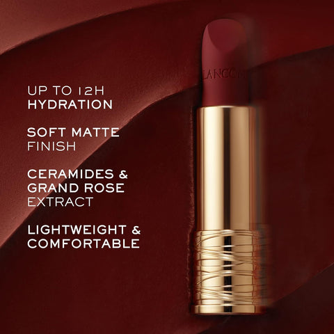 Lancôme L'Absolu Rouge Intimatte Hydrating Matte Lipstick - Buildable & Lightweight Formula with a Soft Matte Finish - up to 12HR Comfort