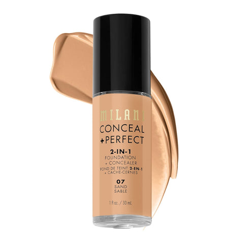 Milani Conceal + Perfect 2-In-1 Foundation + Concealer - Creamy Vanilla (1 Fl. Oz.) Cruelty-Free Liquid Foundation - Cover Under-Eye Circles, Blemishes & Skin Discoloration for a Flawless Complexion