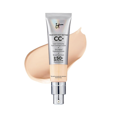 IT Cosmetics Your Skin but Better CC+ Cream - Color Correcting Cream, Full-Coverage Foundation, Hydrating Serum & SPF 50+ Sunscreen - Natural Finish - 1.08 Fl Oz