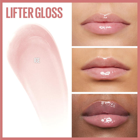 Maybelline Lifter Gloss, Hydrating Lip Gloss with Hyaluronic Acid, Ice, Pink Neutral, 0.18 Ounce