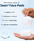 Clean Skin Club Clean² Pads 2.0 [NEW & IMPROVED EDGES] Guaranteed Not to Shed & Tear Face Pads, Unique Triple Layers, Textured & Ultra Soft Side, Organic Disposable Cotton, Pair with Makeup Remover