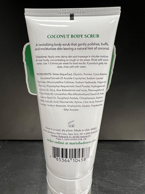 Mario Badescu Coconut Body Scrub for All Skin Types | Body Scrub That Softens and Smoothes |Formulated with Niacinamide & Salicylic Acid| 6 OZ