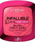 Infallible up to 24H Fresh Wear Soft Matte Blush, Blendable, Long-Lasting and Waterproof Cheek Make Up, Confident Pink 10, 0.31 Oz