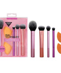 Real Techniques Makeup Brush Set with 2 Sponge Blenders, Multiuse Brushes, for Eyeshadow, Foundation, Blush, Highlighter, and Concealer, 6 Piece Makeup Brush Set