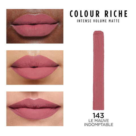 Colour Riche Intense Volume Matte Lipstick, Lip Color Infused with Hyaluronic Acid for up to 16Hr All Day Comfort, Le Mauve Indomptable, 0.06 Oz