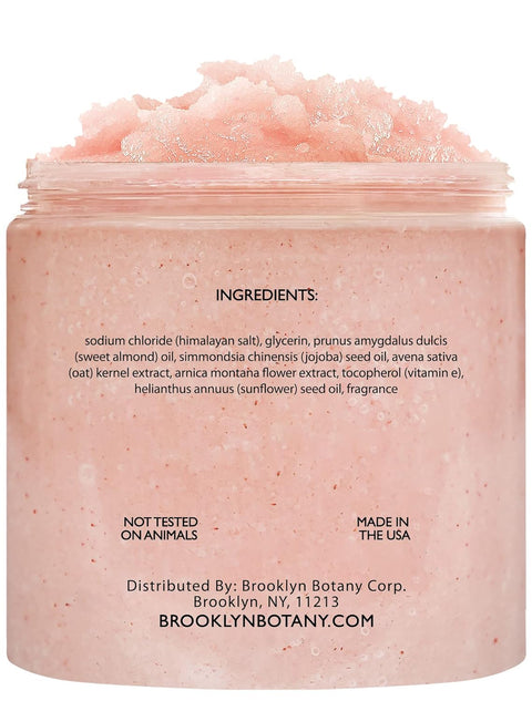 Brooklyn Botany Himalayan Salt Body Scrub - Moisturizing and Exfoliating Body, Face, Hand, Foot Scrub - Fights Stretch Marks, Fine Lines, Wrinkles - Great Gifts for Women & Men - 10 Oz