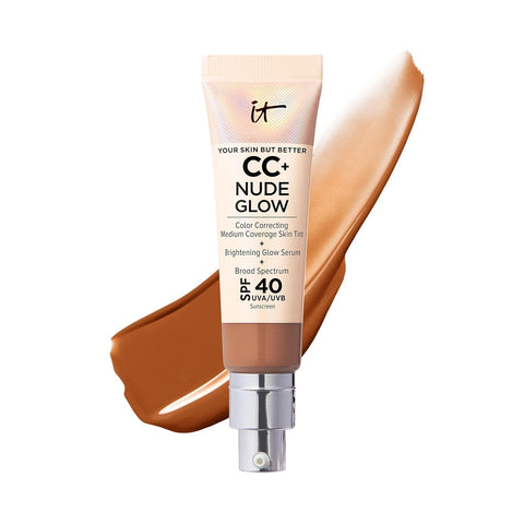 IT Cosmetics CC+ Nude Glow Lightweight Foundation + Glow Serum with SPF 40 - with Niacinamide, Hyaluronic Acid & Green Tea Extract - 1.08 Fl Oz