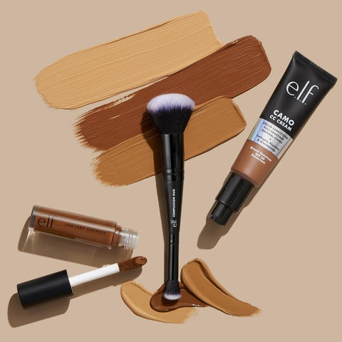 Complexion Duo Brush, Makeup Brush for Applying Foundation & Concealer, Creates an Airbrushed Finish, Made with Vegan, Cruelty-Free Bristles