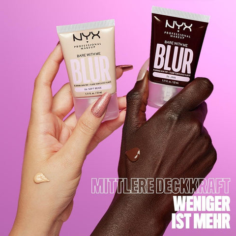 NYX PROFESSIONAL MAKEUP Bare with Me Blur Skin Tint Foundation Make up with Matcha, Glycerin & Niacinamide - Light Neutral