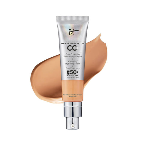 IT Cosmetics Your Skin but Better CC+ Cream - Color Correcting Cream, Full-Coverage Foundation, Hydrating Serum & SPF 50+ Sunscreen - Natural Finish - 1.08 Fl Oz