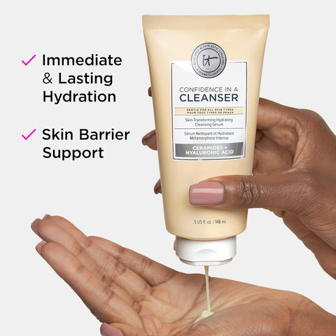 IT Cosmetics Confidence in a Cleanser - Hydrating Face Wash with Hyaluronic Acid & Ceramides - Supports Skin Barrier - Removes Makeup, Oil, and SPF - All Skin Types