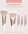 Ecotools Luxe Natural Elegance Professional Face Makeup & Foundation Brush Set, Premium Brush Kit for Face, Cheek, & Eye Makeup, Synthetic Makeup Brushes, Vegan & Cruelty-Free, 5 Piece Set