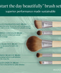 Ecotools Start the Day Beautifully 6 Piece Makeup Brush Set, Makeup Brushes for Eyeshadow, Blush, Concealer, & Foundation Application, Eco-Friendly, Gift Set, Synthetic Hair, Vegan & Cruelty-Free