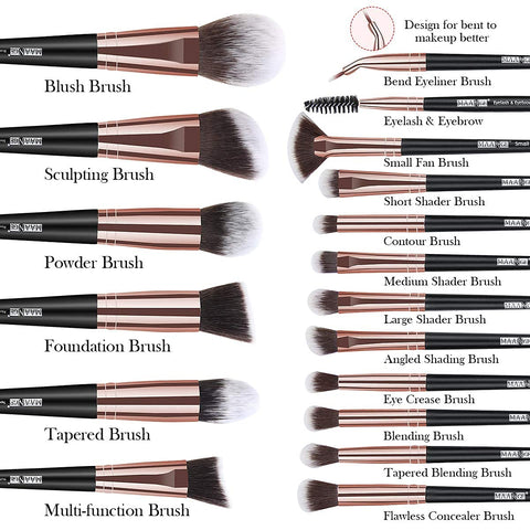 Makeup Brushes, 18 Pcs Professional Premium Synthetic Makeup Brush Set with Case, Foundation Kabuki Eye Travel Make up Brushes Sets (Black Gold)