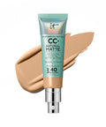 IT Cosmetics CC+ Cream Natural Matte Foundation with SPF 40 - Shine-Reducing & Long-Wear Full Coverage Foundation for Oily Skin - with Hyaluronic Acid - Fragrance Free & Non-Comedogenic - 1.08 Fl Oz